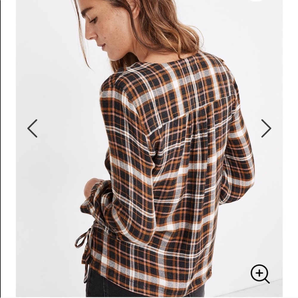 Madewell plaid gauze double-tie wrap top - Picture 3 of 8